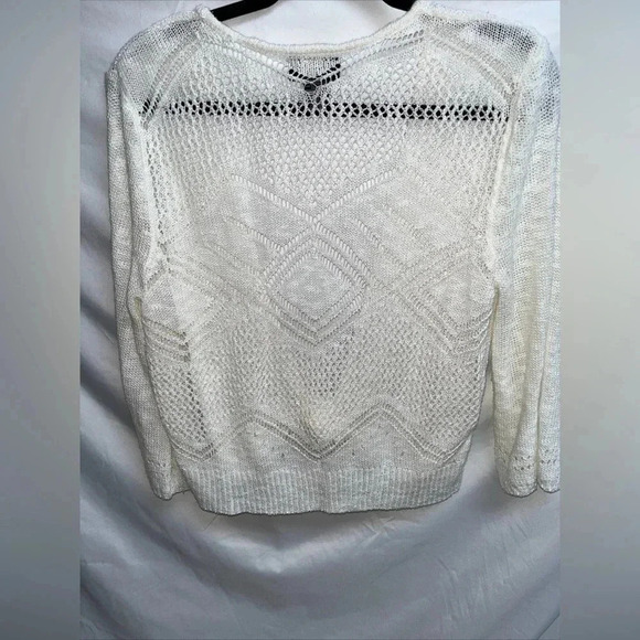 hooked up by iot Women’s Size L white crocheted tie sweater - Picture 6 of 6